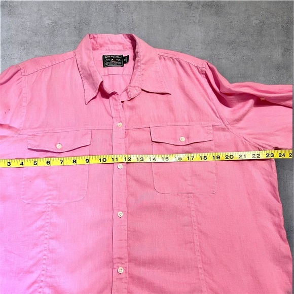 America Living Women’s XL Long Sleeve Pink Button Up 100% Linen Blouse - Picture 2 of 7